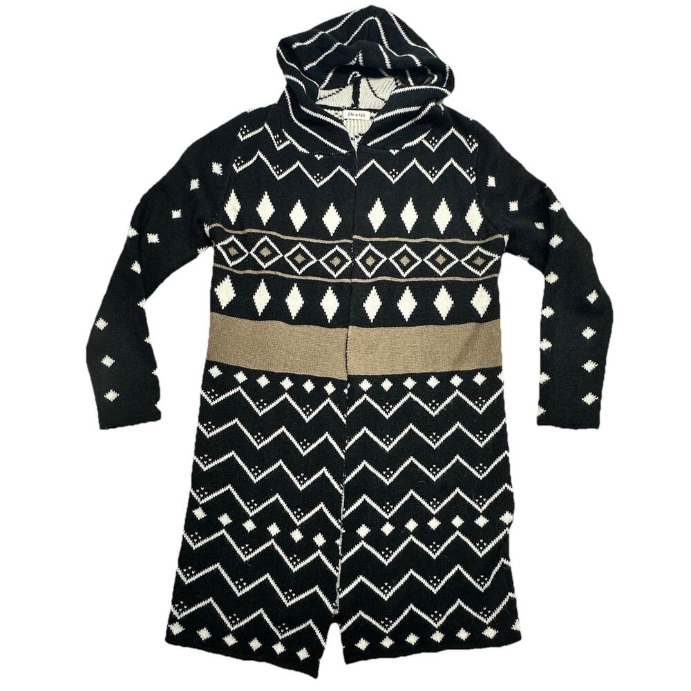 Ellie Kate Cardigan Sweater Oversized One Size Brown Black Fall Winter